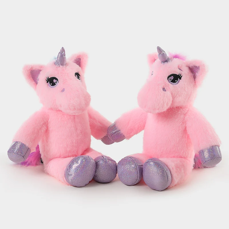 Kawaii Unicorn Plush Toy Soft Stuffed Standing Animal Doll with Fluffy Hair for Birthday Gift Standing Horse Pillow Cushion