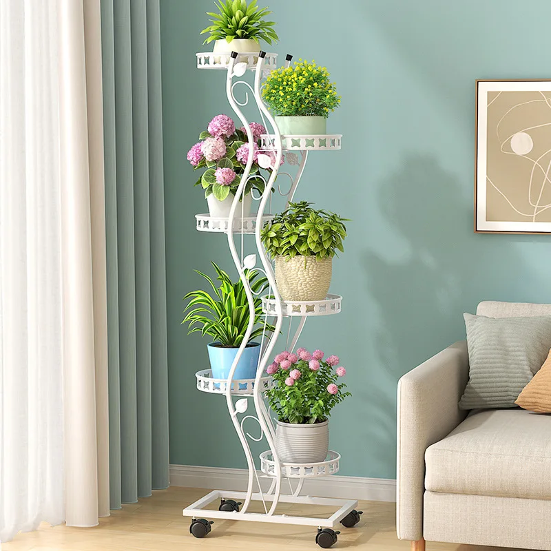 Space Saving Multi Level Plant Stand Movable Balcony Living Room TV Cabinet Side Shelf Rack for Indoor Greenery