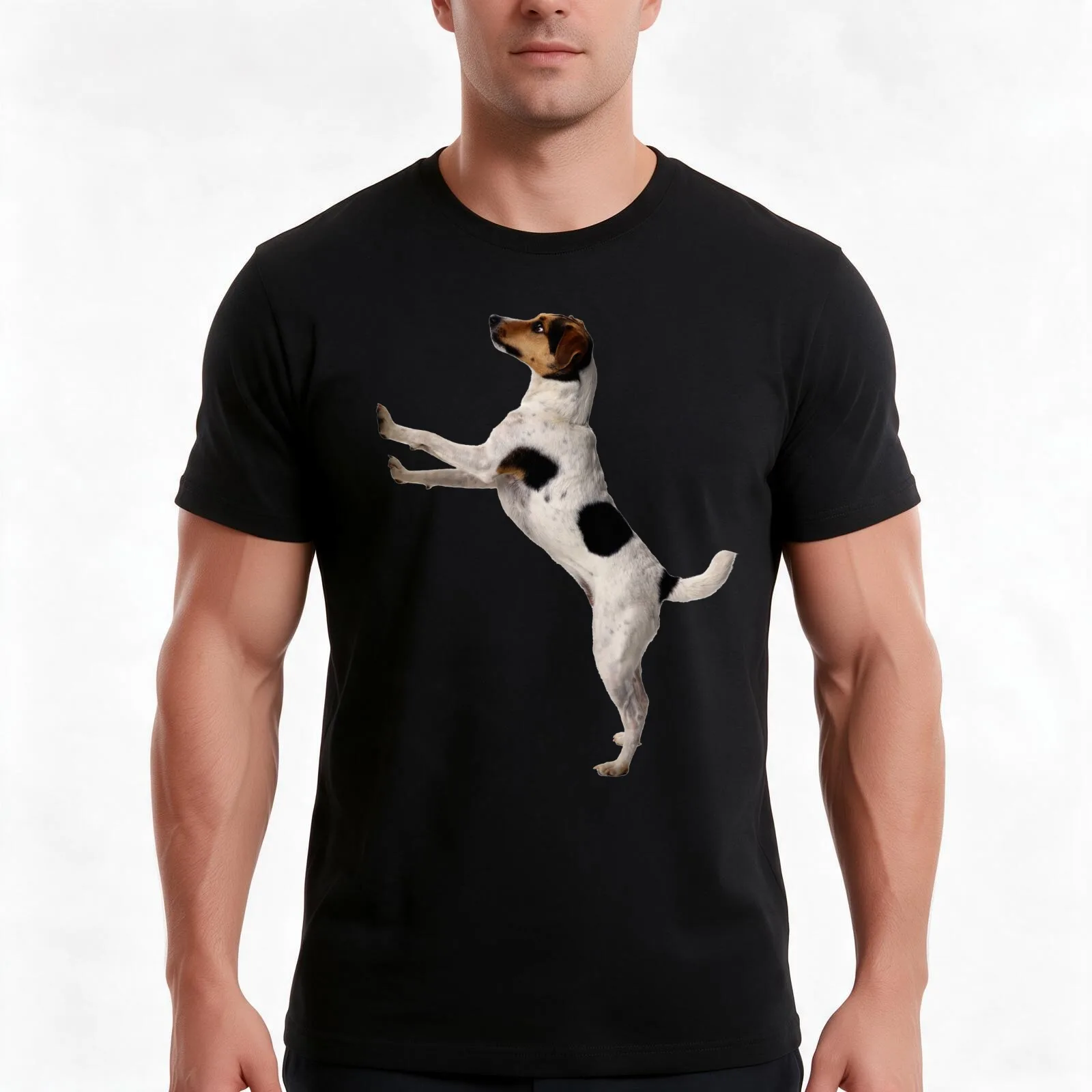 Jack Russell Terrier T-Shirt, Summer Casual Cotton Tee, Oversized Streetwear Tops, Vintage Graphic Print, Loose Fit Short Sleeve