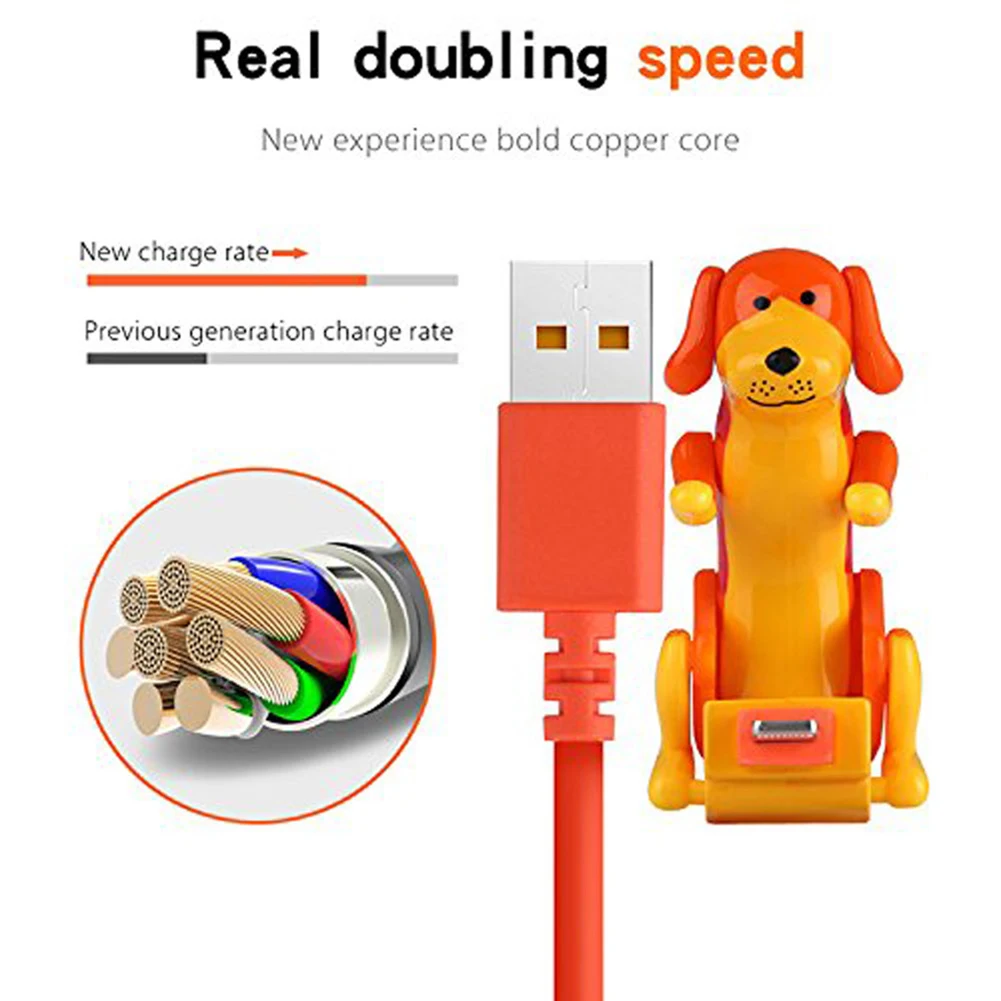 Cute Spotty Dog USB Charging Cable Funny Moving Puppy Design Fast Charger Cord Creative Type-C Data Cable for Smartphones