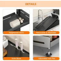 3 Tier Spice Storage Rack for Countertop Adjustable Spice Organization For Cabinet Kitchen Organizer Metal Shelf Black - Image 5