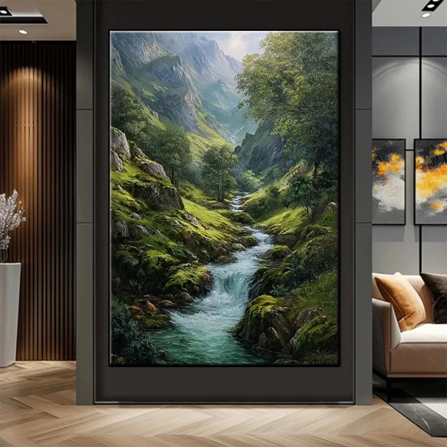 Diamond Mosaic Picture Kit New Mountain Stream Tree Landscape Diamond Painting Cross Stitch Adult Decoration Wall Art