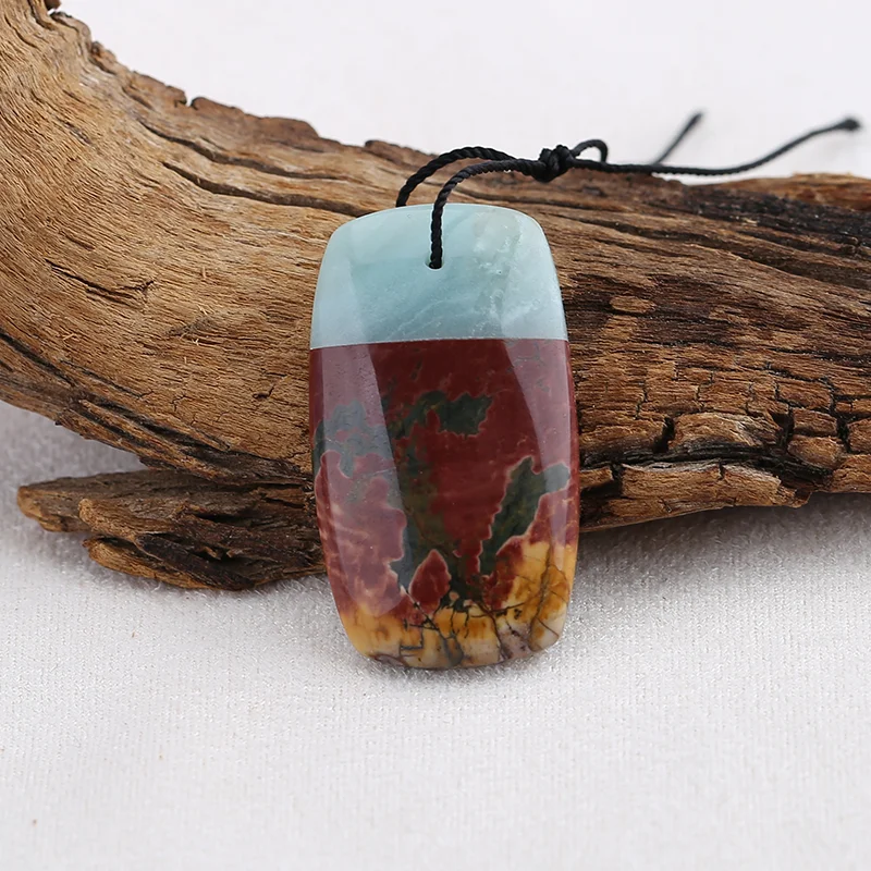 Natural Multi-Color Picasso Jasper and Amazonite combination Pendant Beads for Jewelry Making, Handmade Natural stones beads