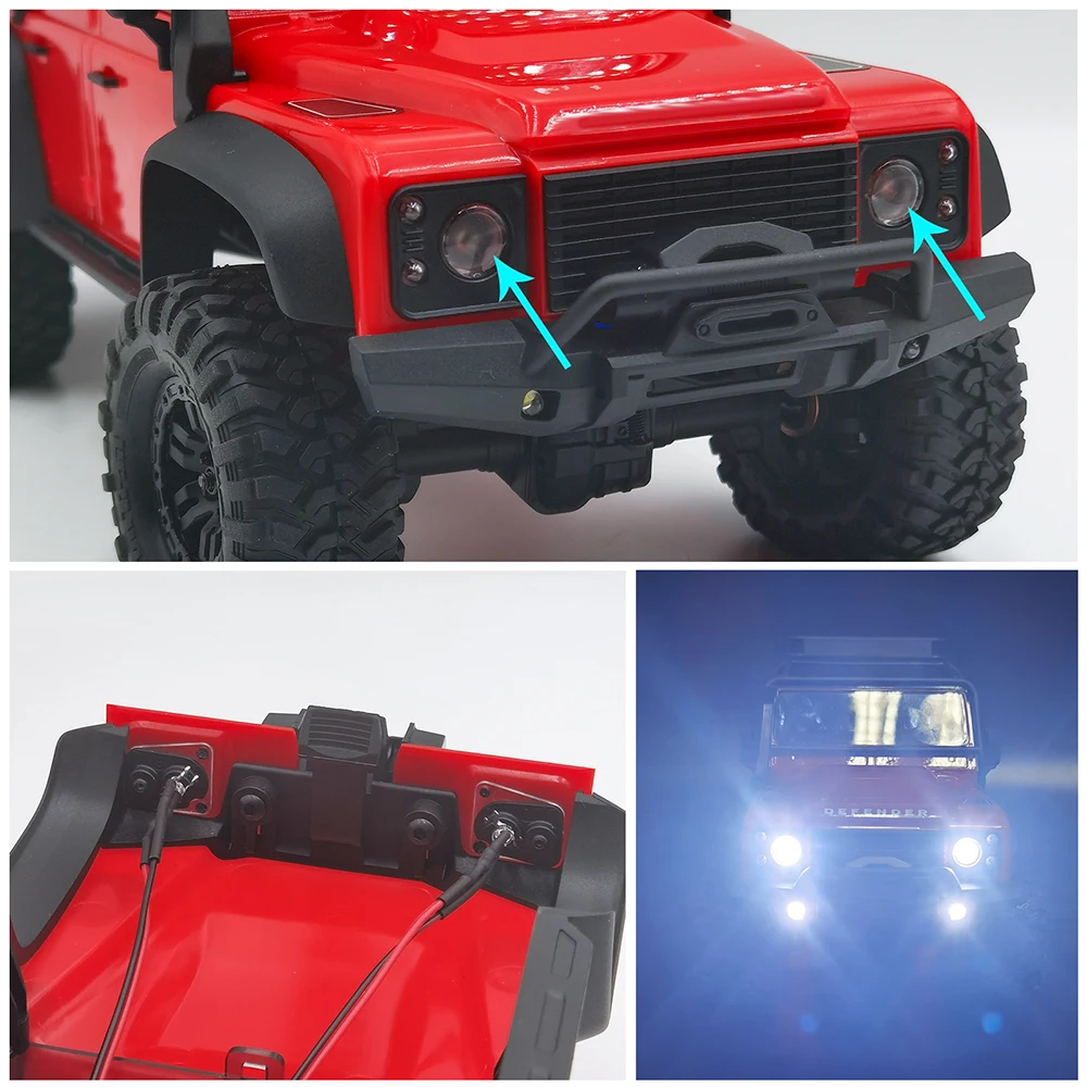 AXSPEED reflektory i tylne światła LED reflektory dla TRX4M Bronco Defender K10 F-150 1/18 gąsienica RC części zamienne