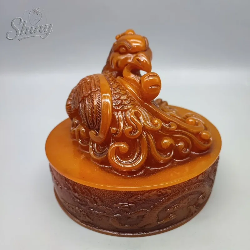 Chinese Shoushan Stone Seal Antique Phoenix Ornament Imperial Jade Seal Home Desktop Decorative Piece Craftwork