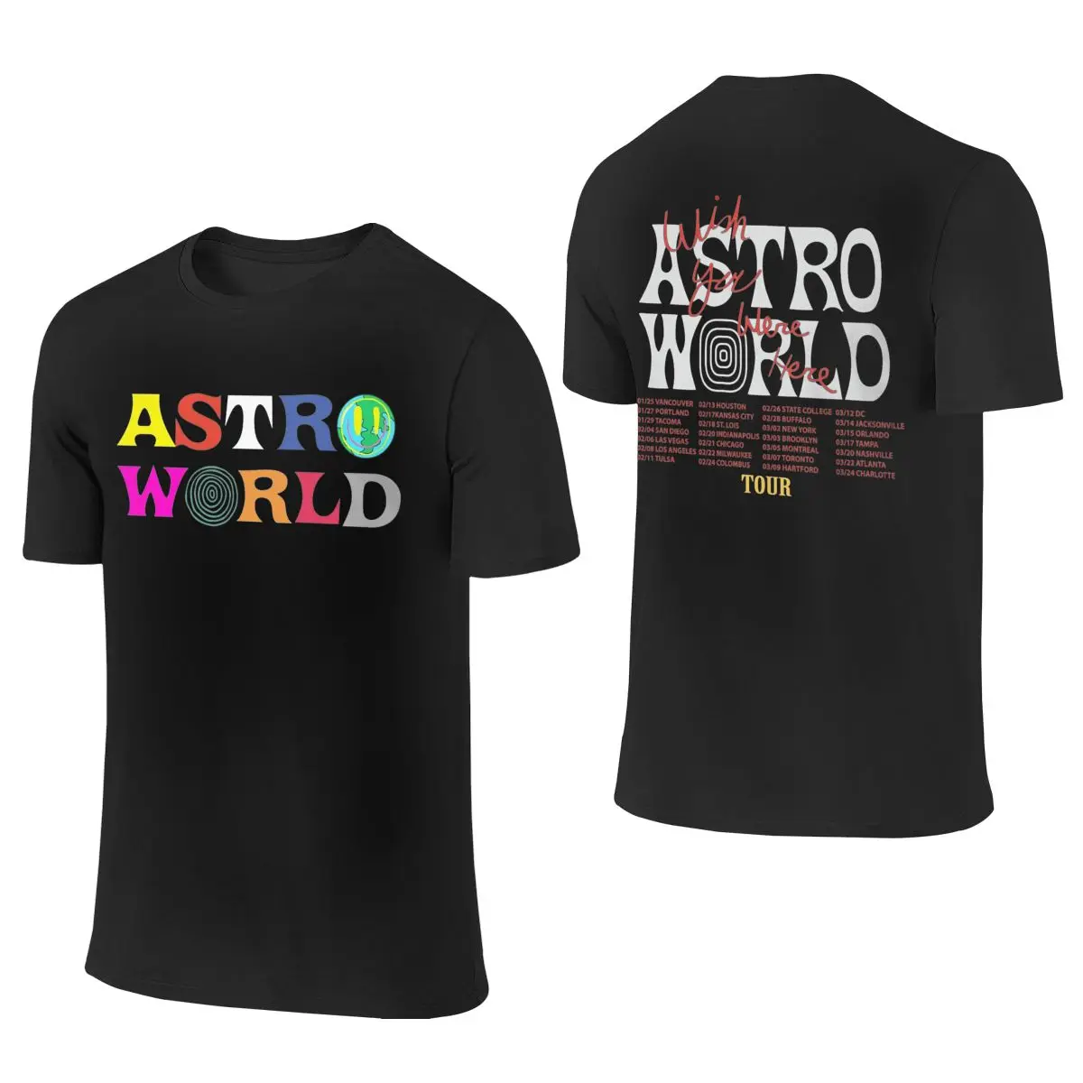 

Cactus-Jack ASTROWORLD Two Sides T Shirt Men Cotton Casual T-Shirt O Neck Look Mom I Can Fly Tees Short Sleeve Clothing Gift