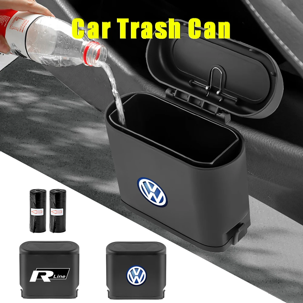 Hanging Car Trash Can Vehicle Garbage Dust Case Storage Box ABS Trash Bin For Volkswagen VW Golf Polo Tiguan Passat Jetta Touran