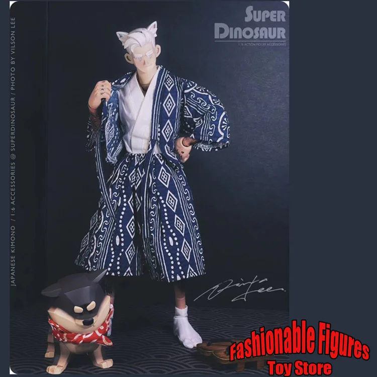 1/6 الرجال كيمونو اليابانية التقليدية طباعة كيمونو سترة قميص Harajuku الساموراي النينجا تأثيري البدلة لشخصية العمل 12 بوصة