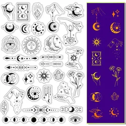 Moon Phase Clear Stamps for Card Making Scrapbooking Crafting DIY Decorations Moon Stars Hand Transparent Silicone Seal Stamps