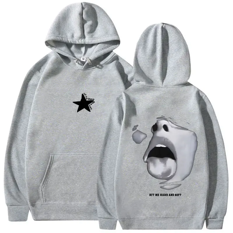 سترة بغطاء للرأس برسومات وجه صلبة وناعمة من Hit Me للرجال والنساء، سترة كلاسيكية من الصوف غير رسمية للجنسين، بلوفر بغطاء للرأس على الموضة لموسيقى البوب #6