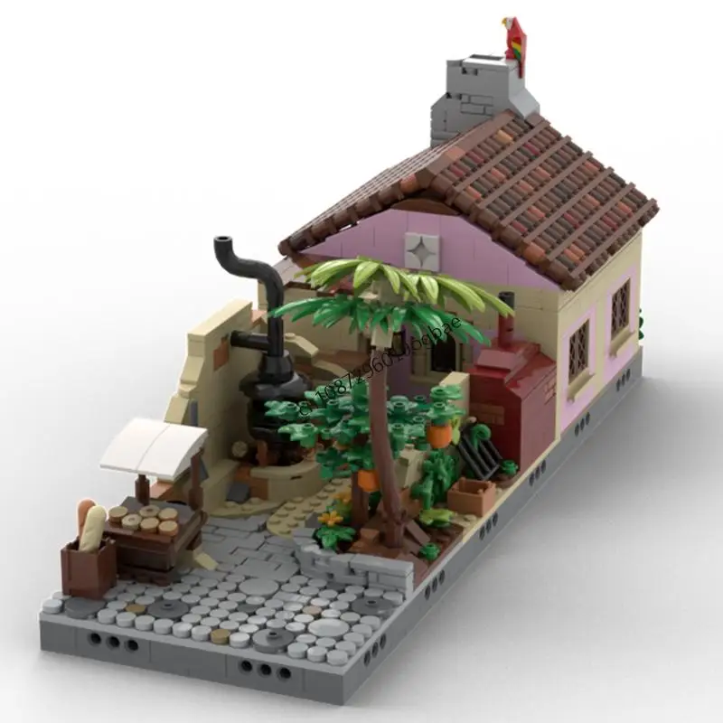 

New 1516Pcs Moc European Medieval Pirates Series Lime Street Bakery Segunda Model Diy Creative Ideas Kid Toy Gift Building Block