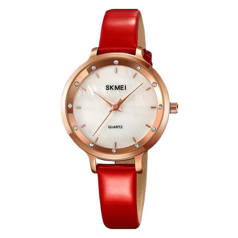 SkmeiFashion นาฬิกาผู้หญิงเรียบง่ายรอบตัวชี้นาฬิกาผู้หญิงส่วนบุคคลกันน้ําผู้หญิงนาฬิกาควอทซ์นาฬิกา