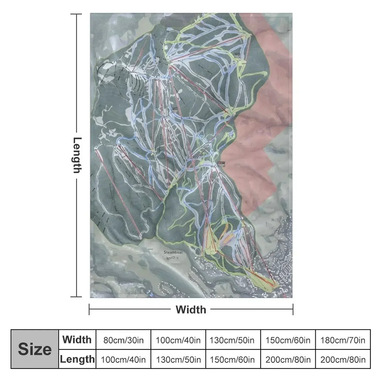 Steamboat Resort Trail Map Throw Blanket couch cozy soft plush fuzzy picnic outdoor blanket