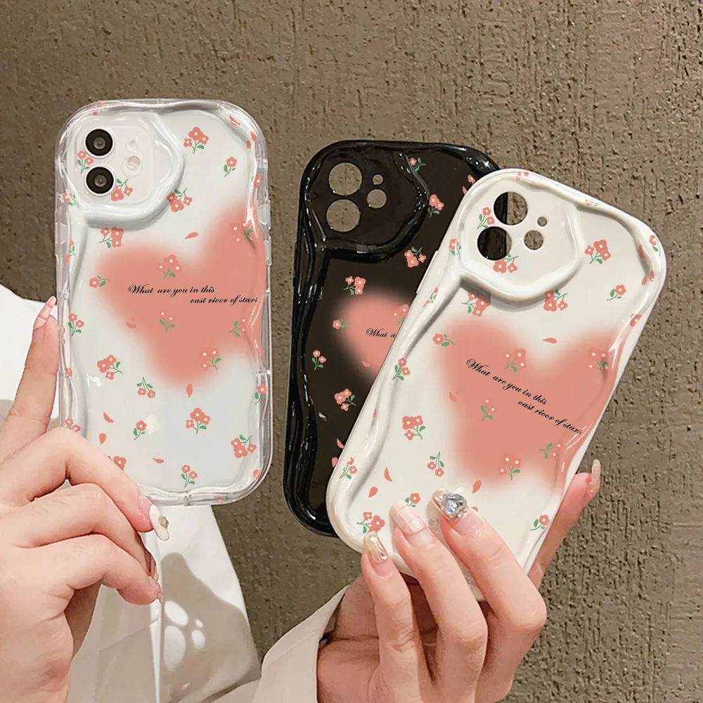 الزهور موجة حافة جراب هاتف ل Xiaomi Redmi ملاحظة 13 12 11 10 9 8 12S 11E 11S 9S Poco X3 X5 Pro X6 Mi 13T Pro غطاء مقاوم للصدمات