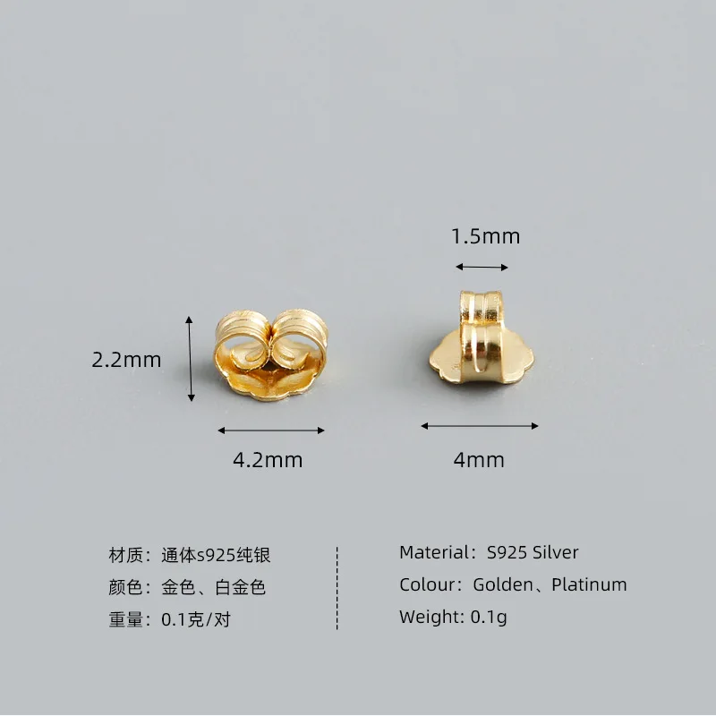 CCFJOYAS 50 PCS/lot 925 Sterling Silver Gold Silver color Ear Plug Studs Backs Bullet Butterfly Stopper DIY Jewelry Accessories