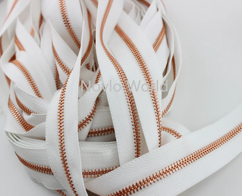 fita-branca-de-2-10-jardas-com-dentes-dourados-rose-de-alta-qualidade-5--ziper-de-metal-para-carteira-bolsa-sacola-acessorios-decorativos-para-costura