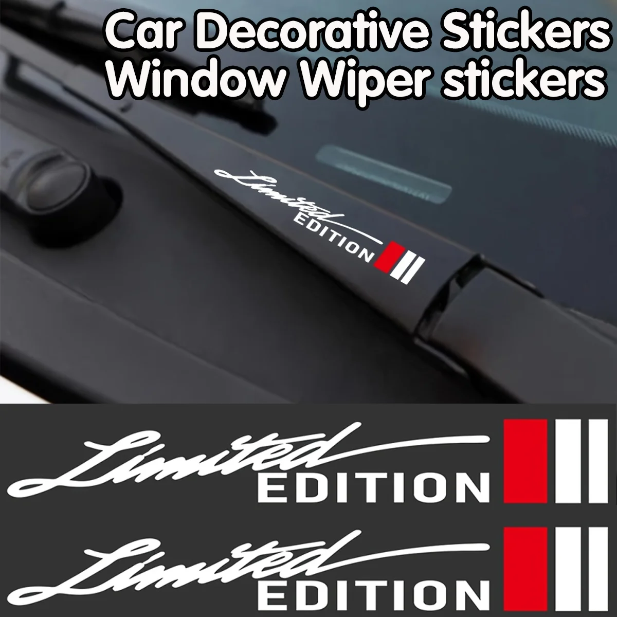 2PCS/Sheet Limited Edition Car Windshield Wiper Stickers Scratch-resistant Waterproof and Durable Suitable for All Car Models
