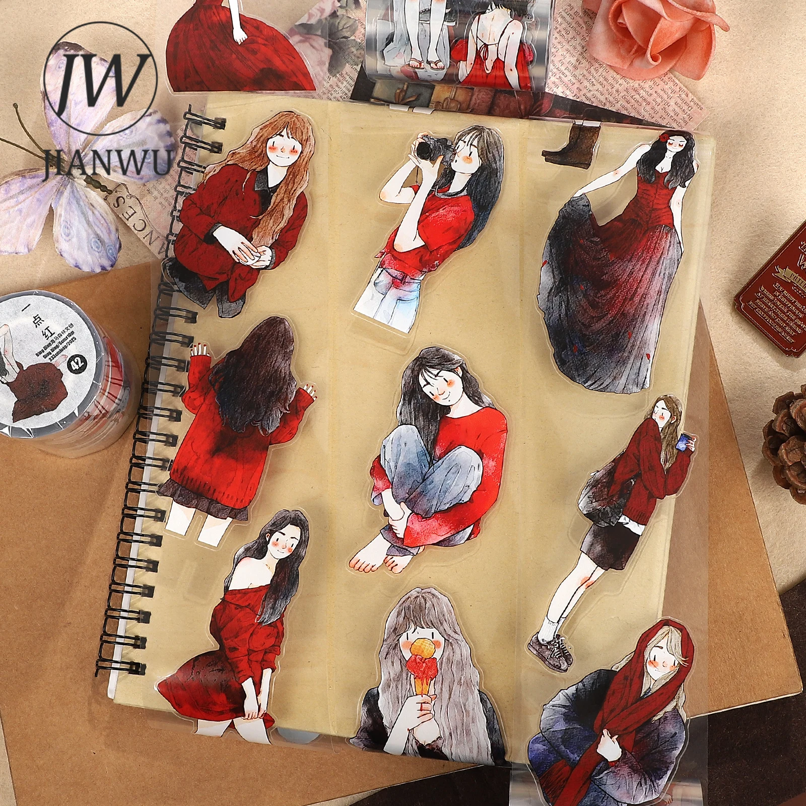 jianwu-60mm-10m-kawaii-cute-girl-character-landscape-material-collage-scrapbooking-pet-tape-creative-diy-journal-stationery