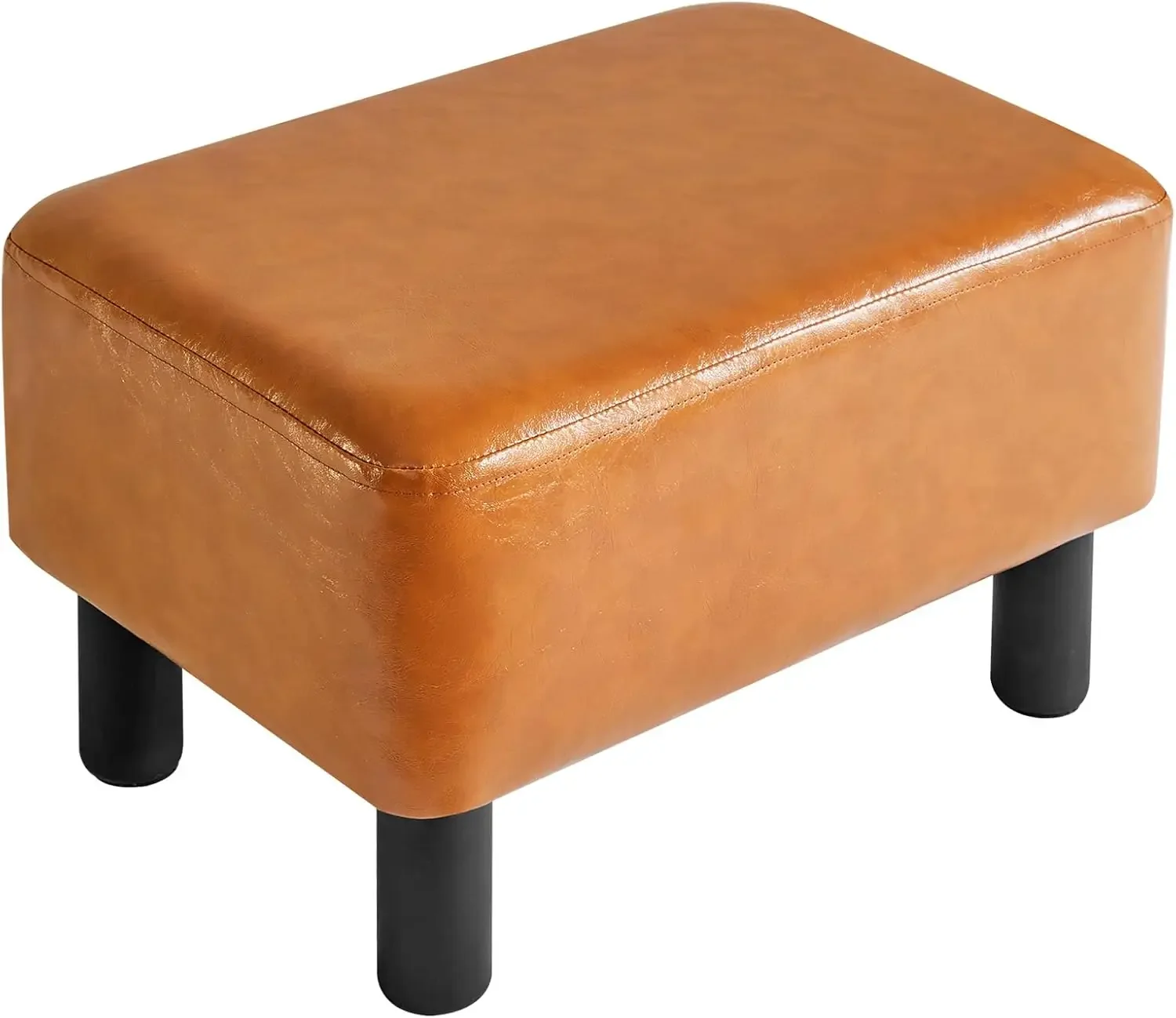 Small Foot Rest Ottoman, PU Faux Leather Rectangle Foot Stool with Non-Skid Plastic Legs