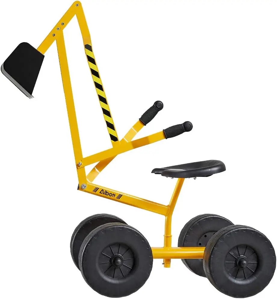

Ride On Sand Digger Excavator Toys Working Crane with 8 inches Wheels and 360° Rotation Seat (Yellow)