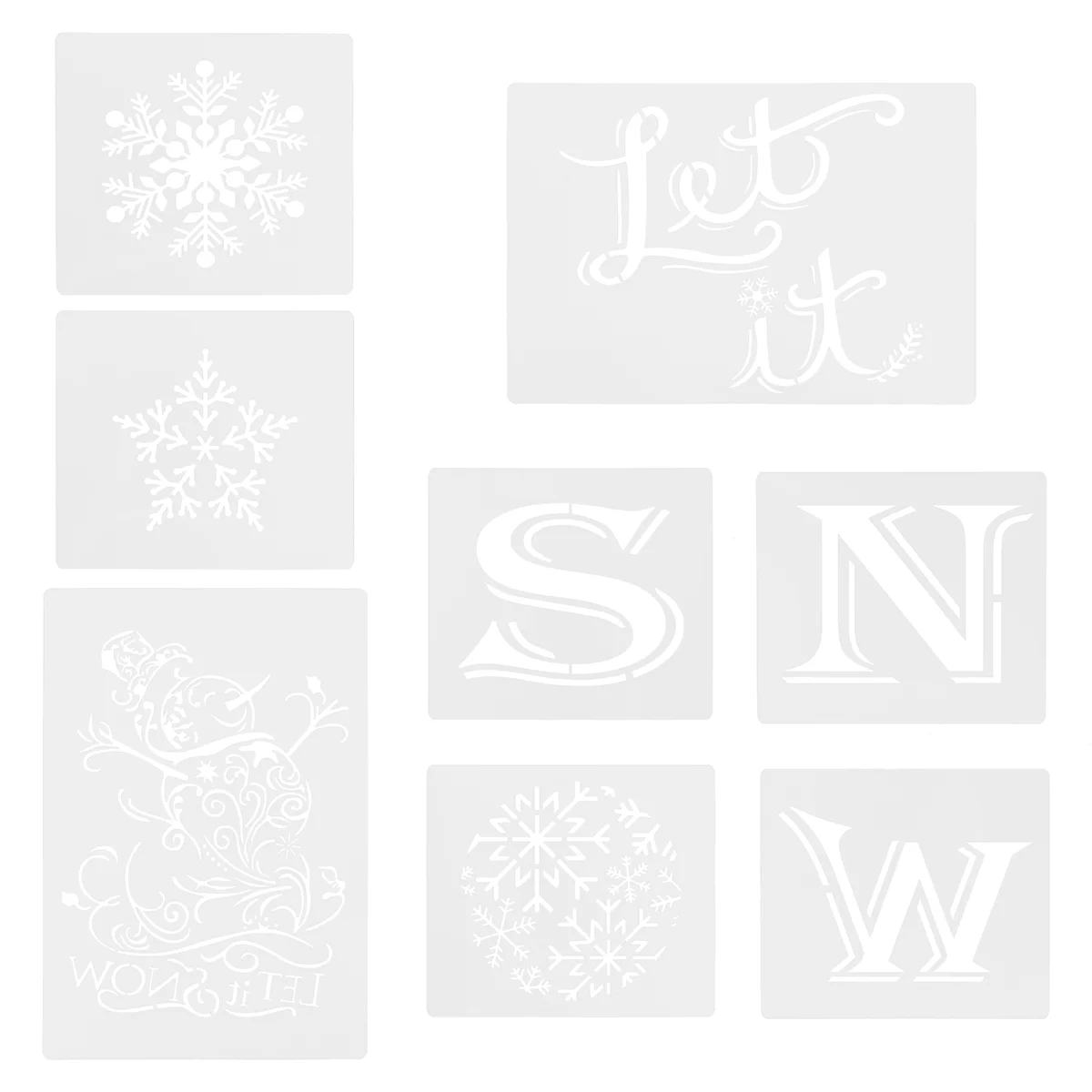 8 Pcs Snow Hollow Out Template Kid Drawing Snowflake Decor Spray Stencils Plastic Painting Christmas Decorations