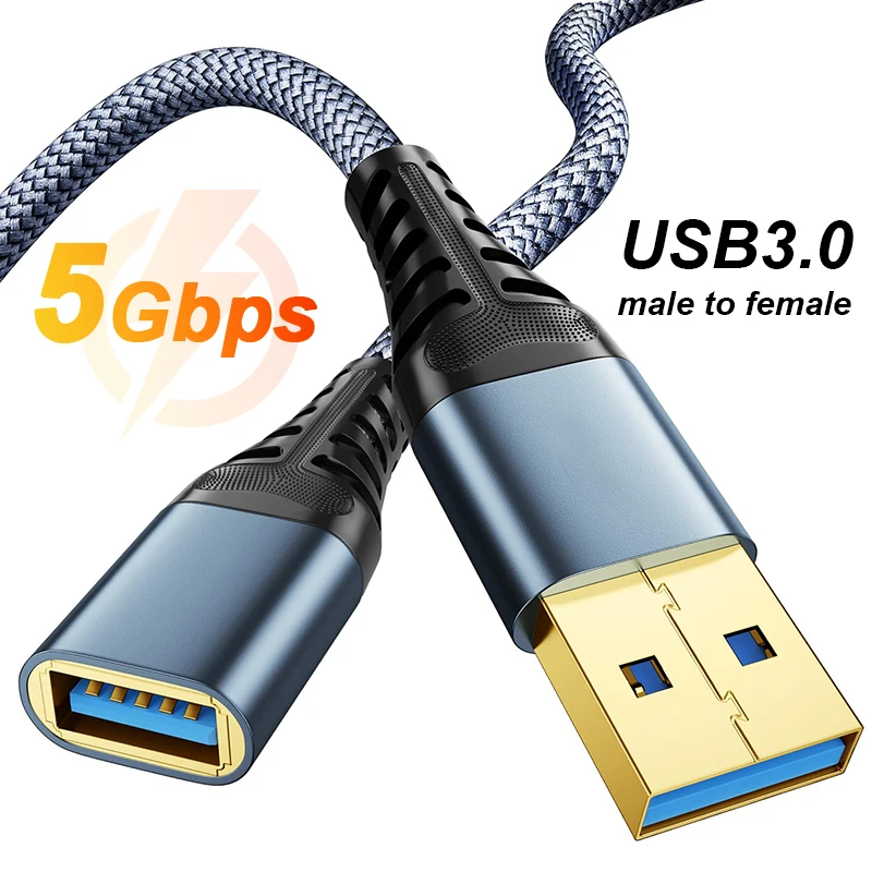 USB 3.0 Extension Cable Nylon Braided USB Extender Long Cord Male To Female High Speed Data Transfer Charging Wire for Computer