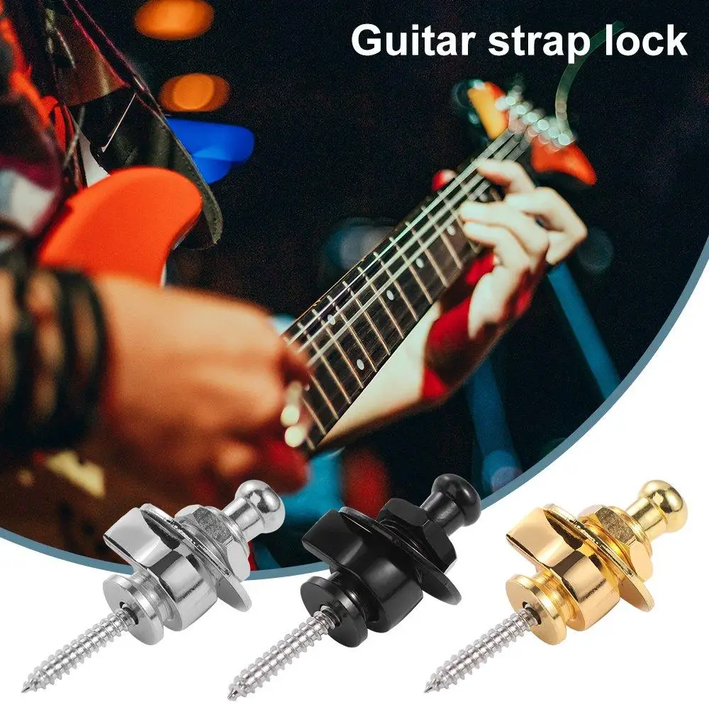 

Alloy Electric Guitar Strap Locks Round Head Straplock Skidproof Round Head Straplocks Guitar Tail Nail Black