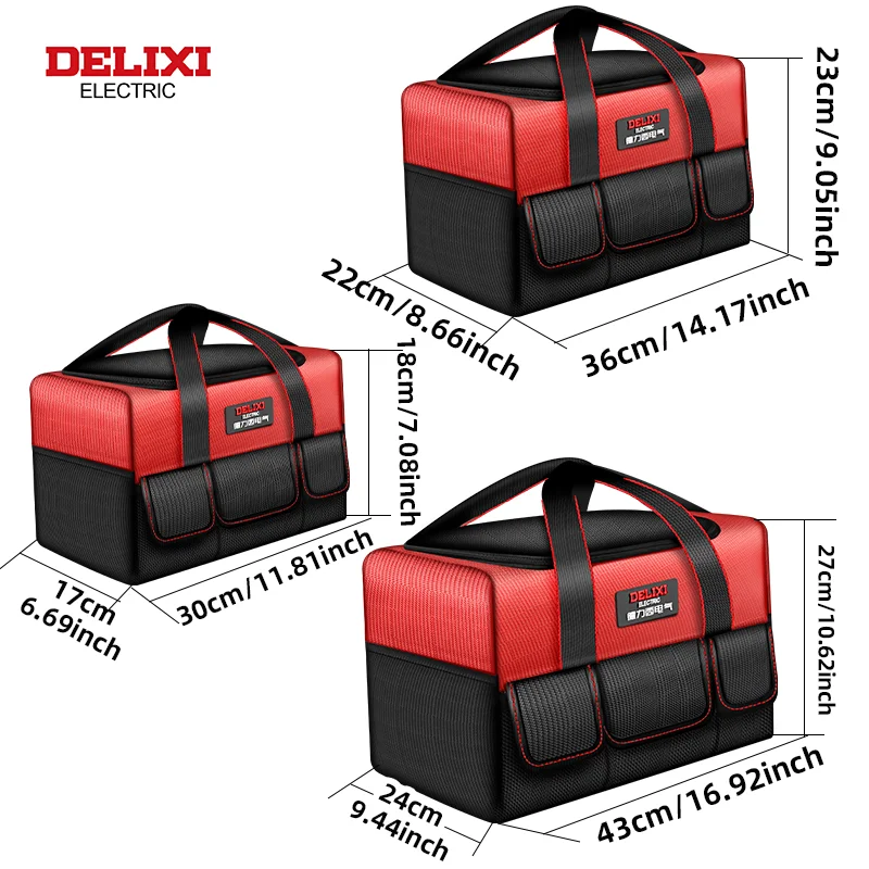DELIXI ELECTRIC Multi-Functional Hardware Tool Storage Organizer Bag, Large Capacity, With Handle, Made Of Oxford Fabric.
