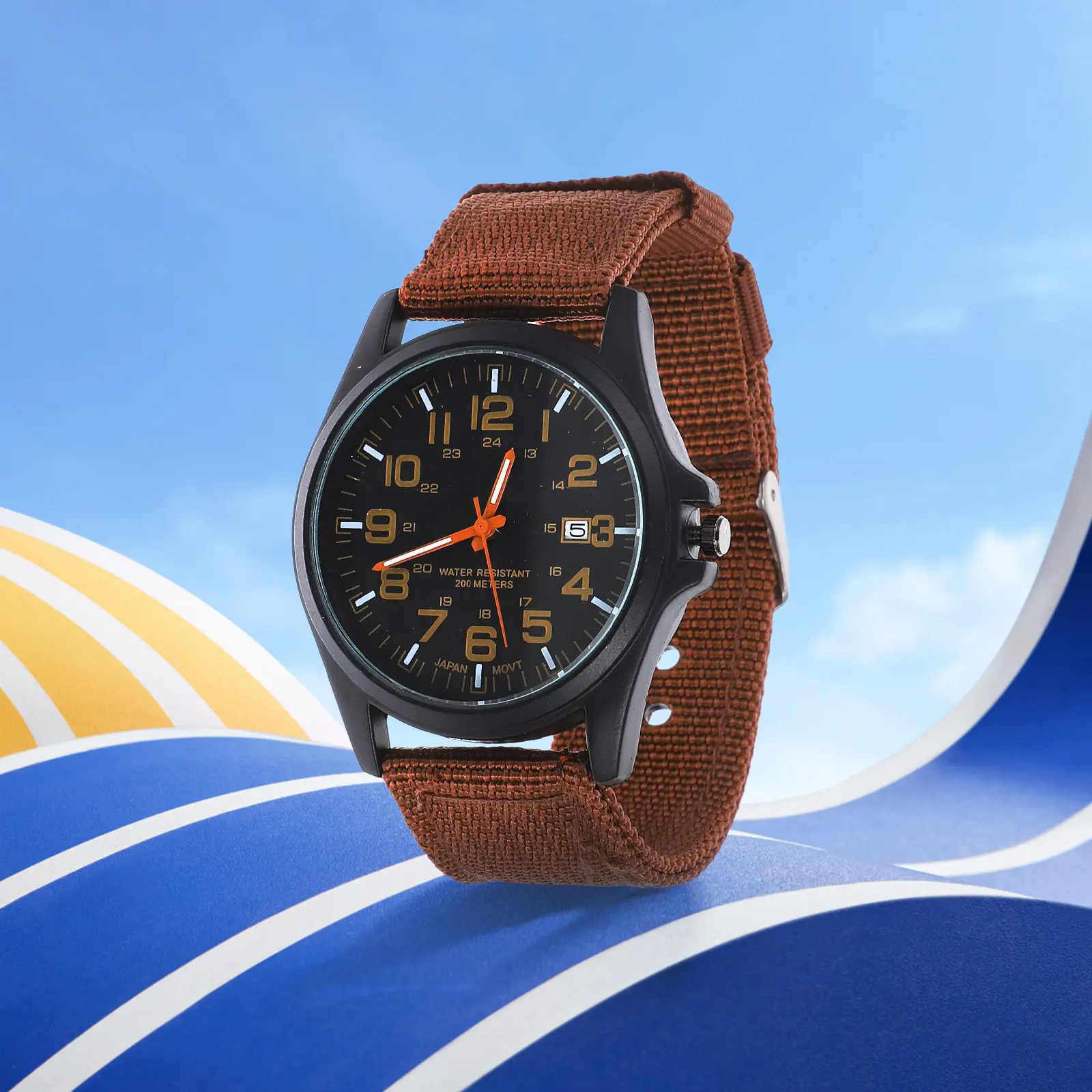 Fashion Men's Wrist Watch Quartz Movement Nylon Strap Eye-Catching Design Smooth Finish for Gifting Family