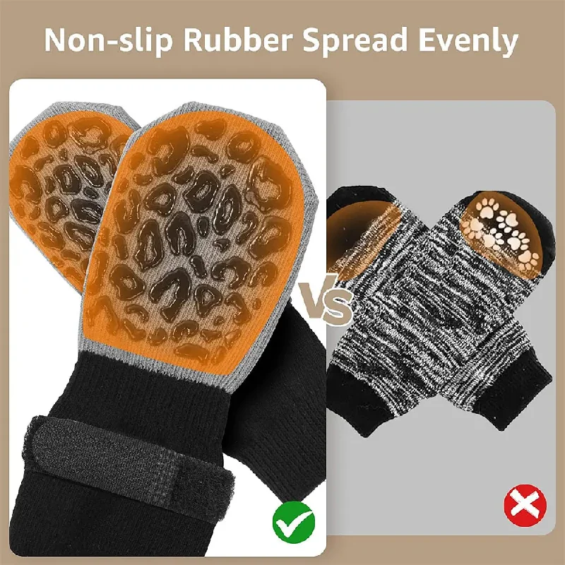 4-Pack Double-Sided Anti-Slip Dog Socks Non-Slip Pet Paw Protector Prevent Licking Biting Scratches Hardwood Floor Strong Tracti