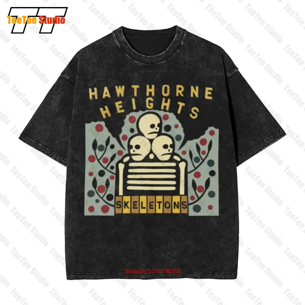 Hawthorne Heights Skeletons Black Herren Rock Band Hip Hop Vintage Oversized T-Shirt U1PZ