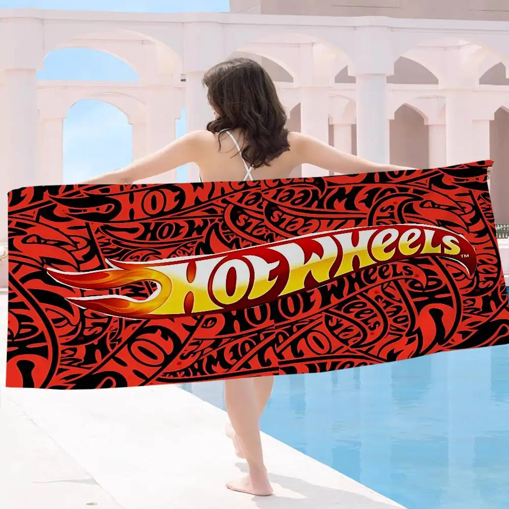 H-Hot W-Wheels Bath Towel Microfiber Soft Water Absorbing Breathable For Girl Kids Decorative Cartoon Beach Towel