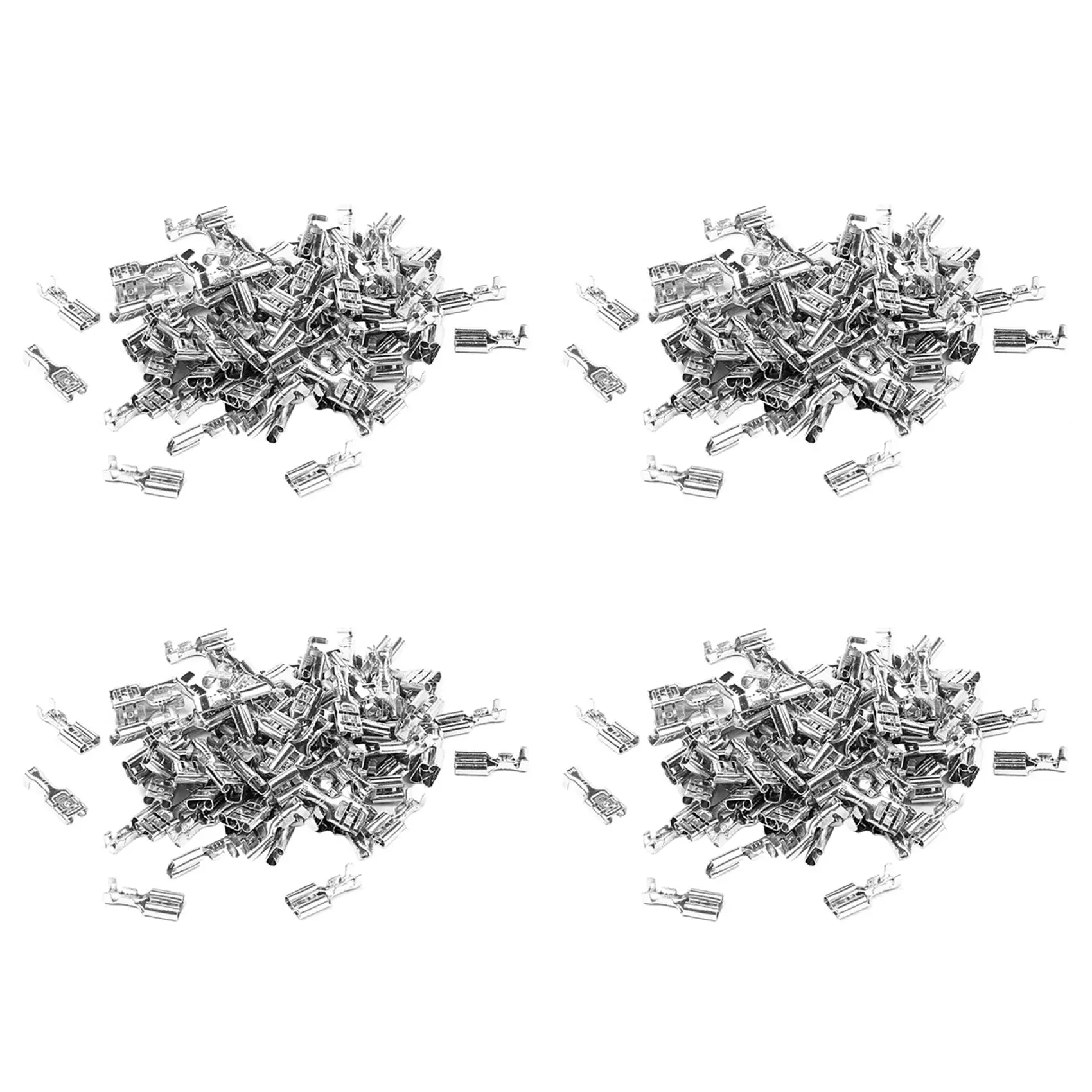 AS94-400Pcs 6.3Mm Uninsulated Female Spade Push On Crimp Terminal Non Insulated 2.5Mm²
