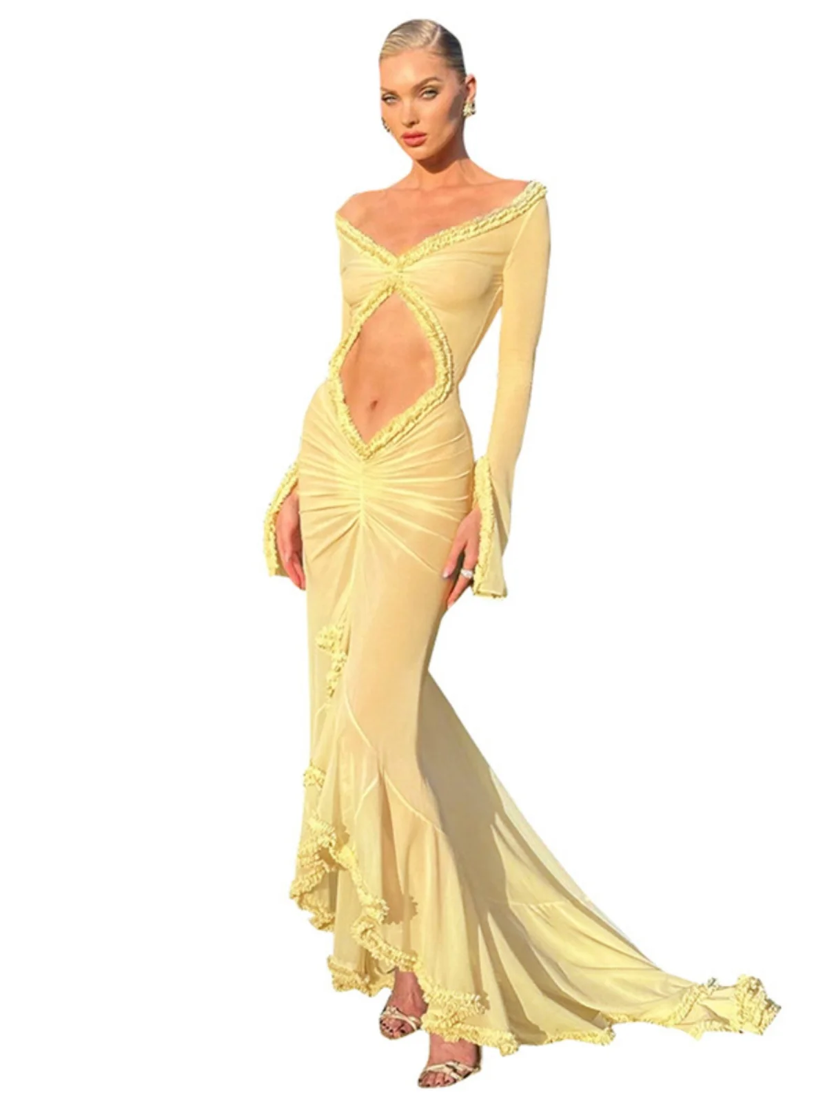 Faionable Sexy Color largo Sve Me ver resistente corte bajo ahueca hacia fuera Dr vacaciones Sle Primavera Verano nueva llegada