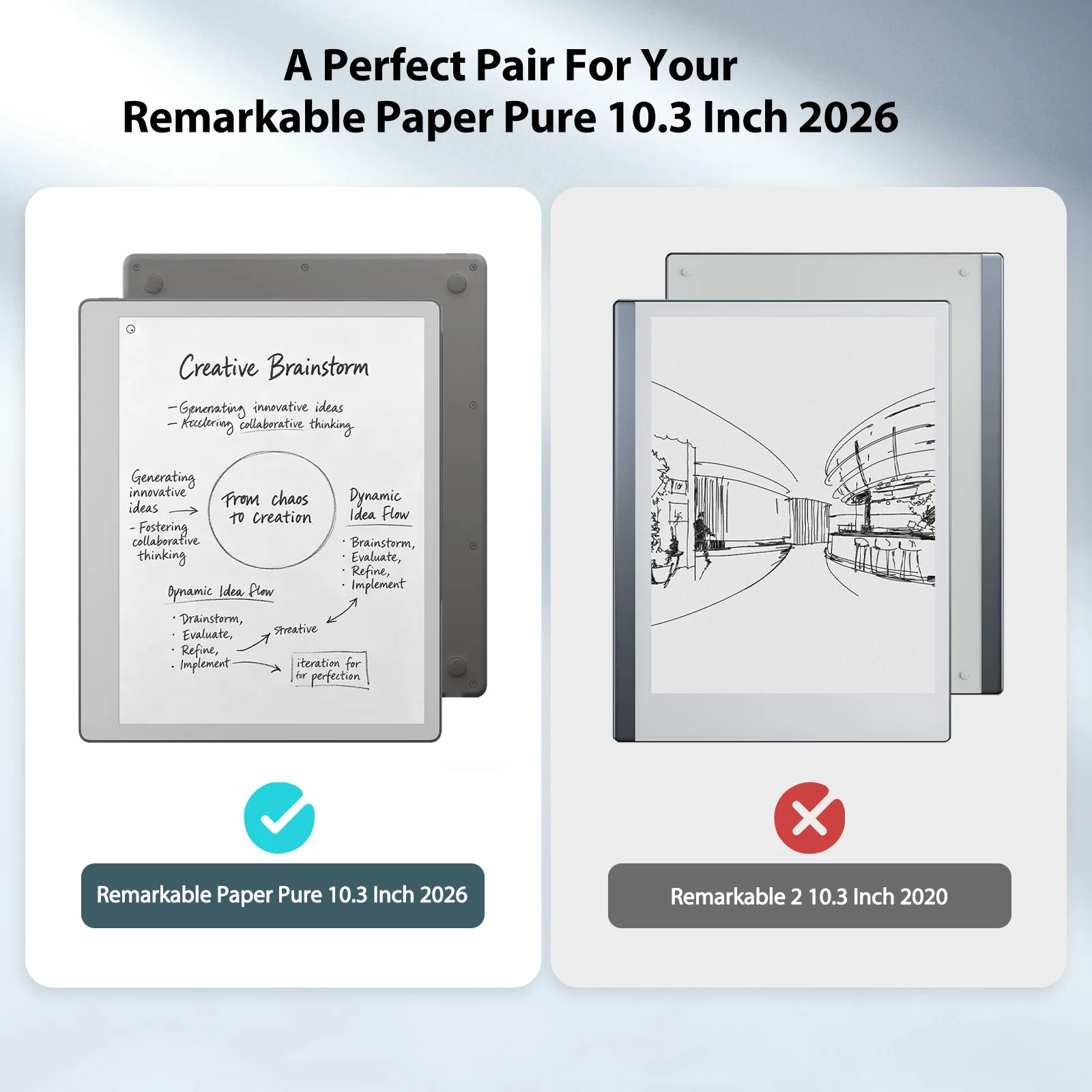 Case for Remarkable Paper Pure 10.3'' 2026 with Pen Slot Slim Lightweight Hard Back Shell Protective Book Cover