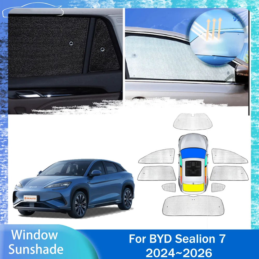 

For BYD Sealion 7 2024~2026 2025 Car Skylight Sunshade Side Window Windshield Sun Shade UV Protector Parasol Accessories