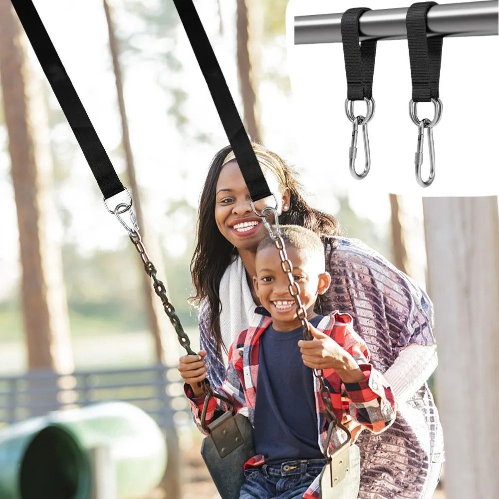 Pair of Tree Swing Straps 200kg Heavy Duty Hook Ring Hanging Belt Connecting Belt for Camping Hammock All Swing Types Outdoors