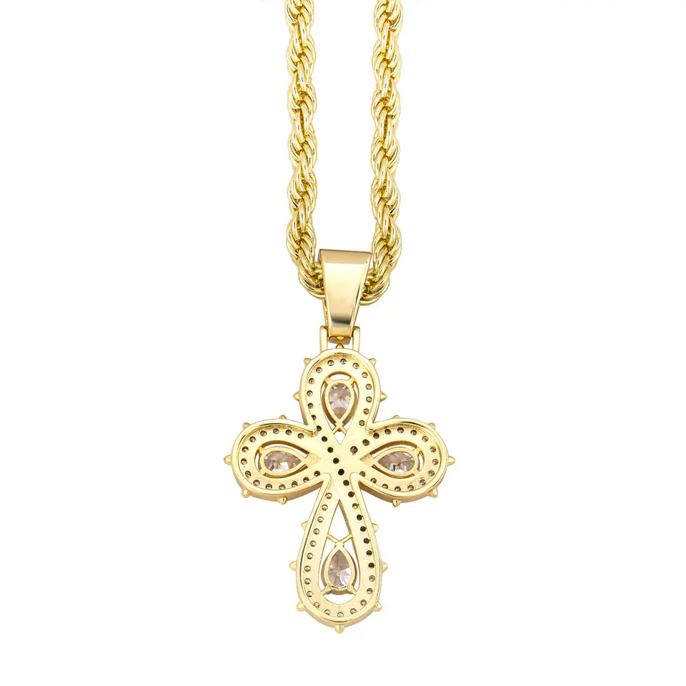 VANAXIN Hip Hop Big Cross Necklace for Women Men Iced Out Rope Chain Pendant Collar Pray  Gift Jewelry