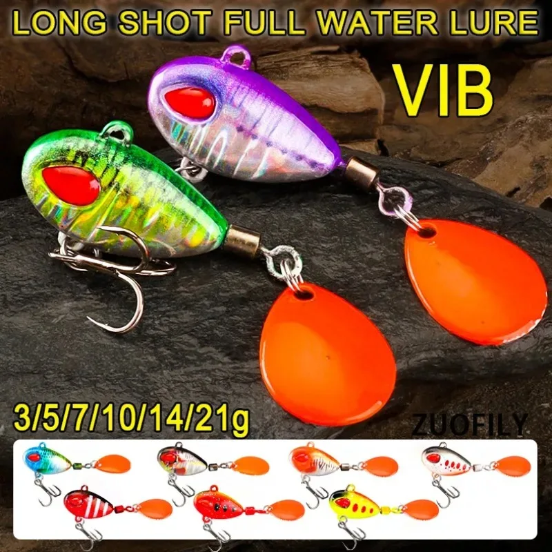 Little Cyclone VIB Fishing Lures 15g 5.5cm Metal Vib Bait Spinner Sequins Treble Hook Long Casting Sea Bass Freshwater All Water