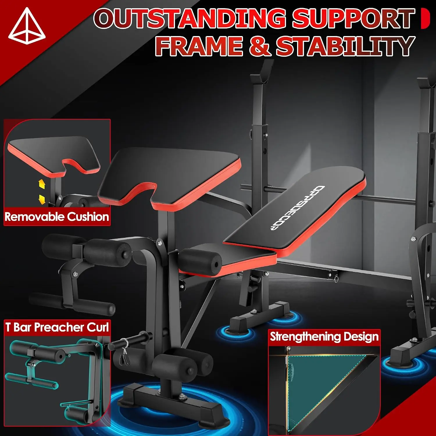 Home Gym Squat Rack Bench Weight Set 900LBS Adjustable