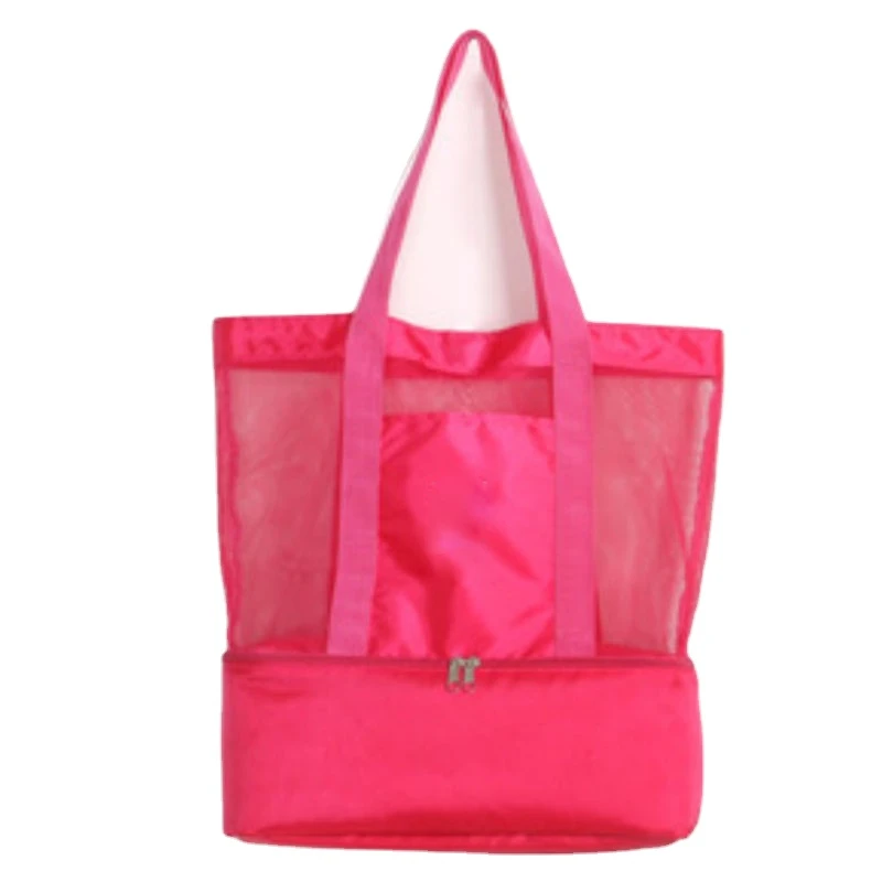 

factory Beach Mesh Tote Handle with Insulated Cooler Storage compartment