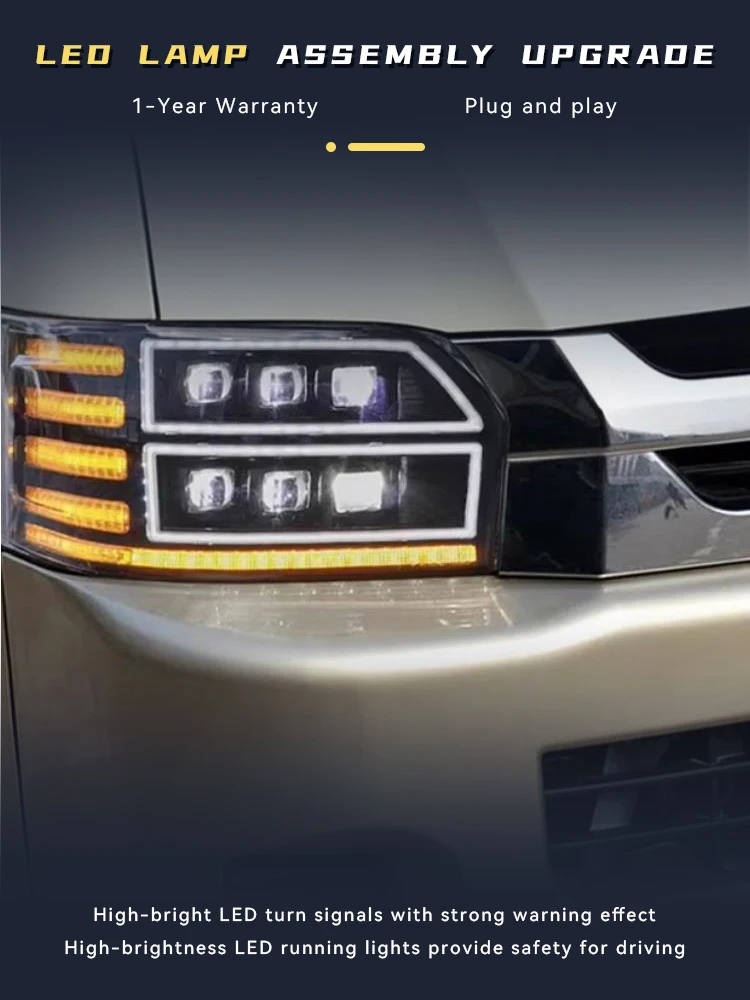 

Автомобильные аксессуары для Toyota Hiace 2005-2018, новый стиль, передние фары DRL, светодиодные линзы проектора, фары, автоматические автомобили