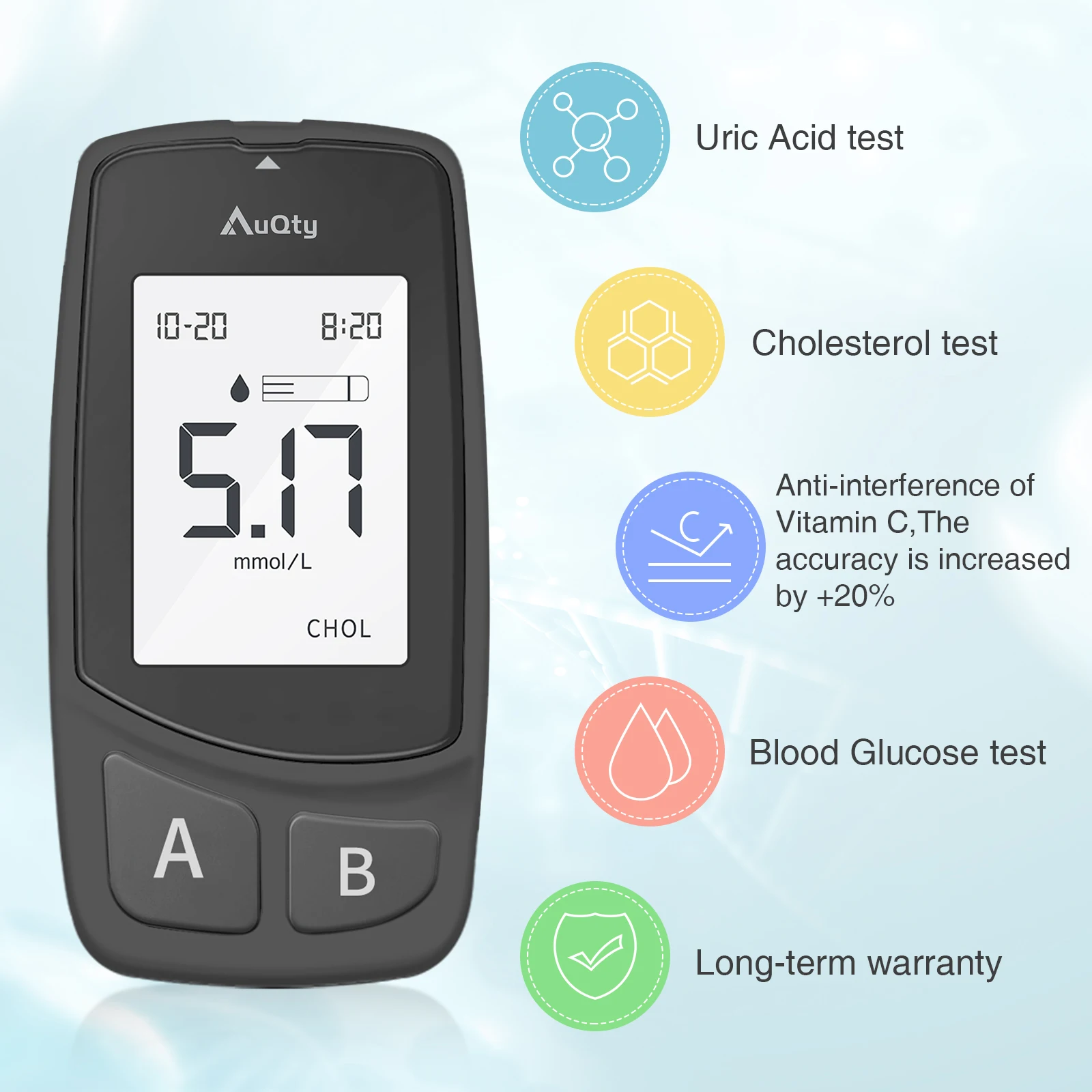GUC 3in1 Multifunction Cholesterol Uric Acid Blood Glucose Meter Blood Sugar Test Strip Diabetes Glucometer Kit Gout Monitor