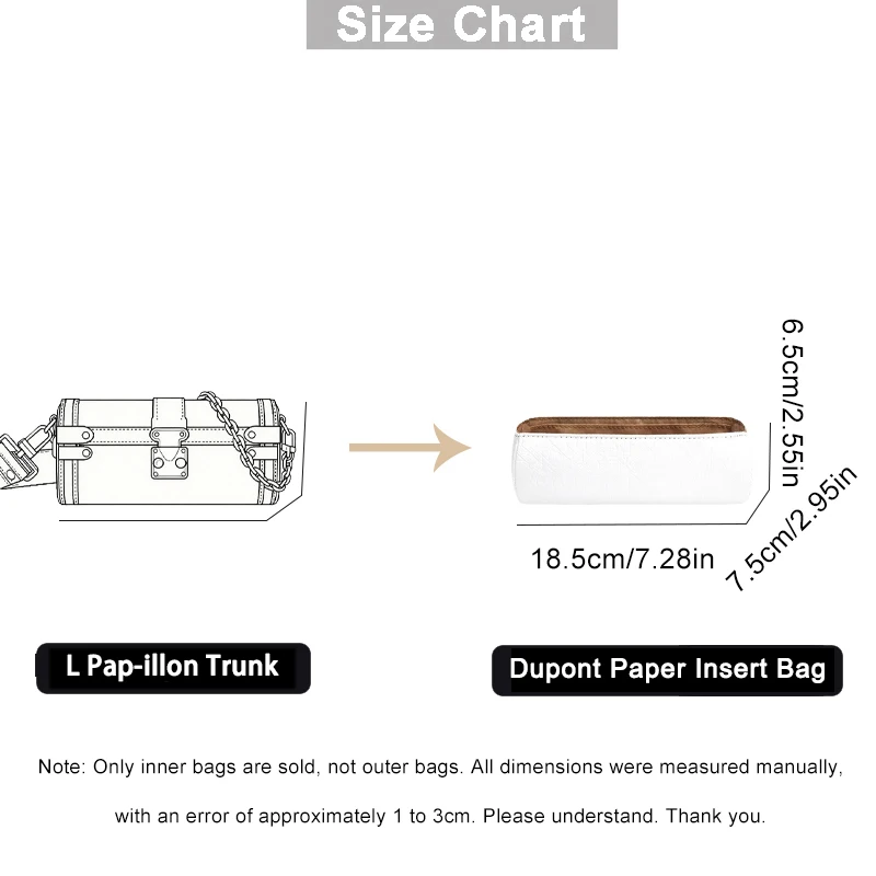 EverToner Ultra-light Dupont Paper Insert Bag Inner Organizer Storage Organizer for L Papillon Trunk Bag Dupont Paper Material