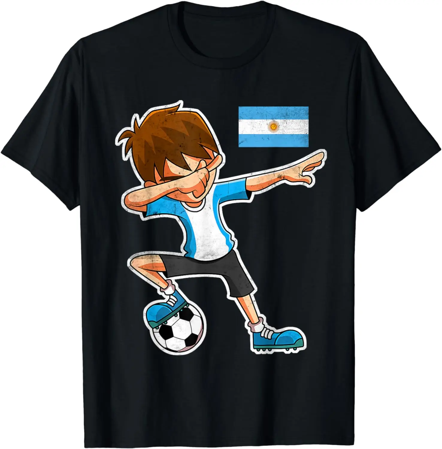 Dabbing Soccer Argentina Tee Funny, Dab Kids Boys Vintage T-Shirt