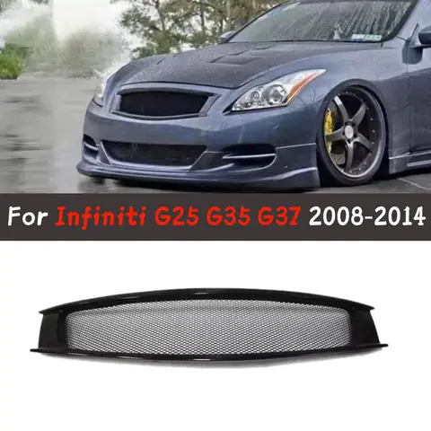 For Infiniti G25 G35 G37 2007-2009 2/4 Door Real Carbon Fiber/Fiberglass Grille Front Racing Grill Upper Bumper Hood Mesh Grid