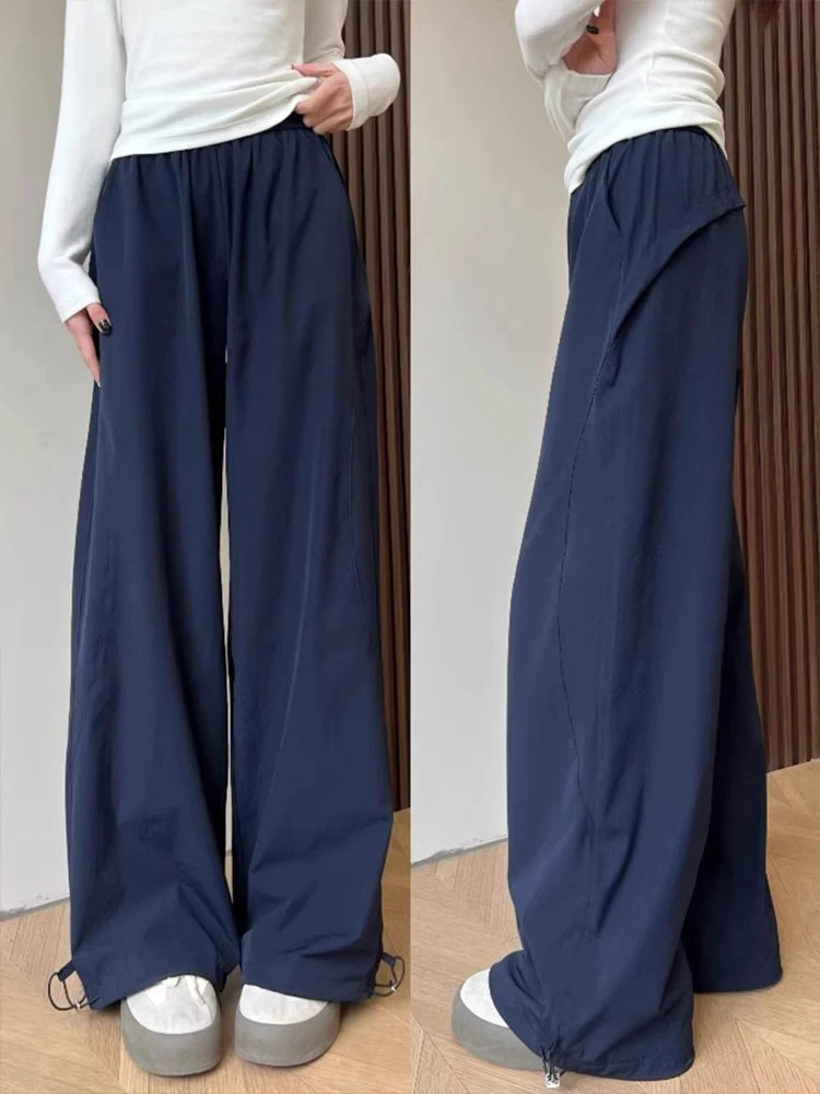 カーゴパンツ レディース ネイビー 冬用 コットン プラッシュ ワイドレッグ 登山 トレッキング フリース パネル付き 機能性 厚手 快適 Y2K