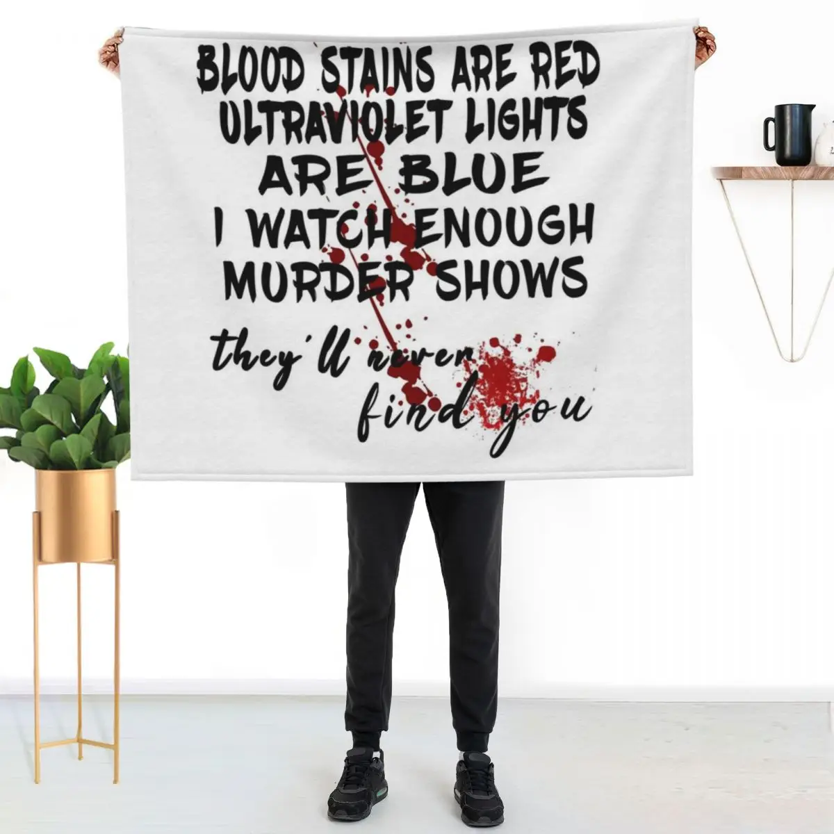 Blood stains are red ultraviolet lights are blue Throw Blanket Hair Thin Beach warm for winter Camping Summer Beddings Blankets