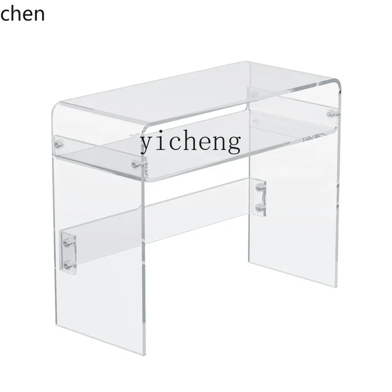 HT Transparent Makeup Table Bedroom Dressing Table Modern Minimalist Office Computer Desk Small