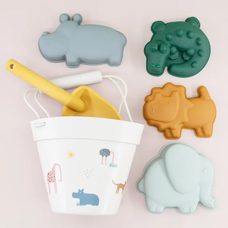 Silicone Beach Toys Kids Sand Molde Tools Set Summer Water Play Baby Funny Game Cute Animal Mold Soft Swimming Bath Toy Children